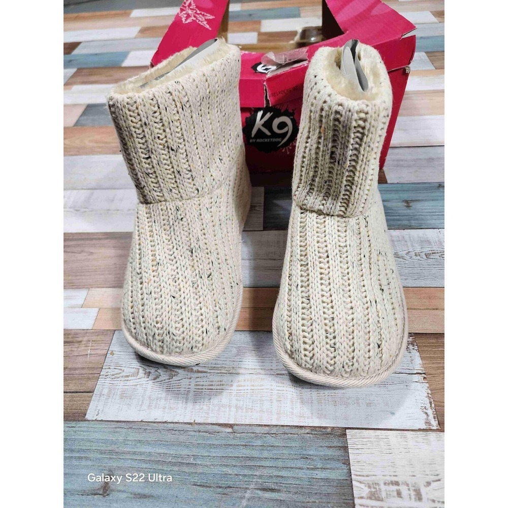 NWT K9 Rocketdog Snowbank TV Beige Knit Slipper Boots Womens Size‎ 7